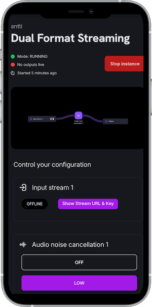 Streamrun Remote Control interface
